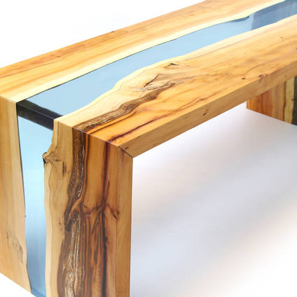 Live Edge Resin River Table Made Using GlassCast 50 Clear Epoxy Casting Resin